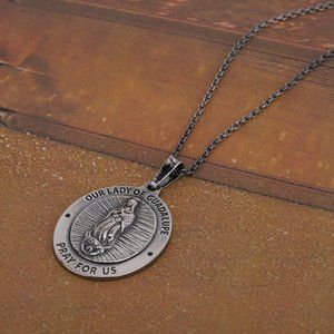 Vanbelle Sterling Silver Jewelry Our Lady of Guadalupe Medal Pendant Necklace